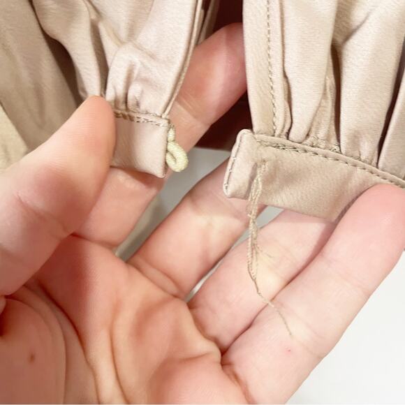 OPT Women Medium Taupe Silky MIDI Dress Low Cut Belted Champange - Picture 2 of 12